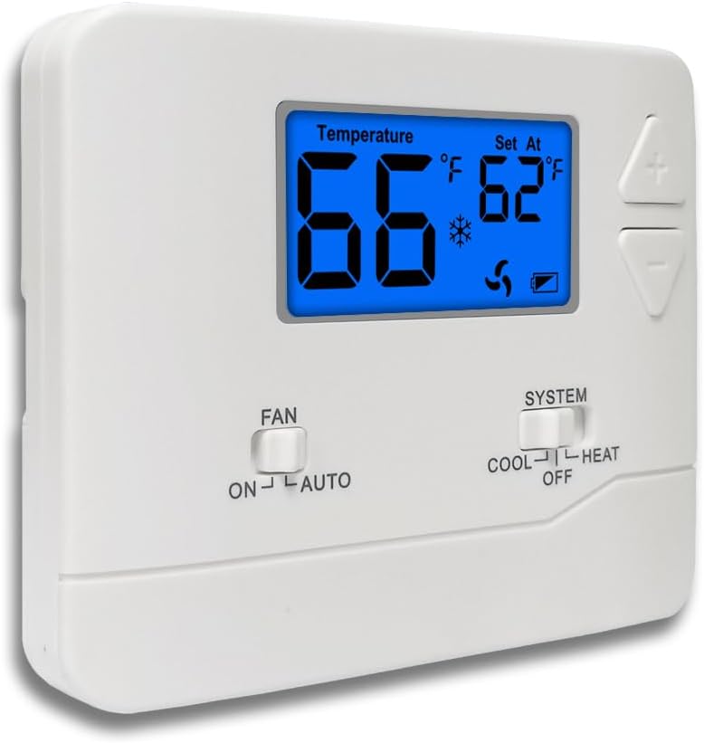 Miuputake NonProgrammable Thermostat for Home, Digital Energy-Saving Thermostat,Single-Stage Systems, 1 Heat/1 Cool, Easy DIY Install, Blue Backlight - Image 1